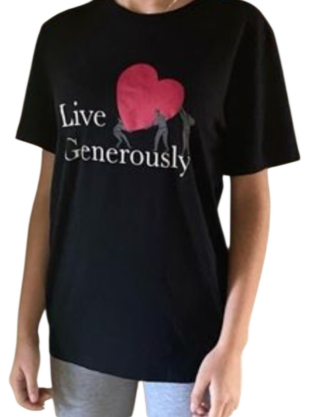 Thrivent Live Generously Black Short-Sleeve Tee with Red Heart Graphic